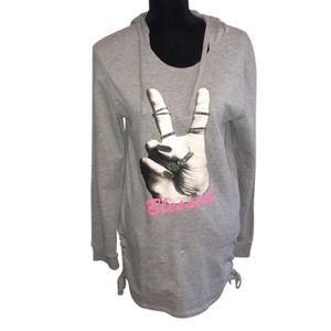 On Fire BLESSED Grey Hoodie Side Tie Sweatshirt